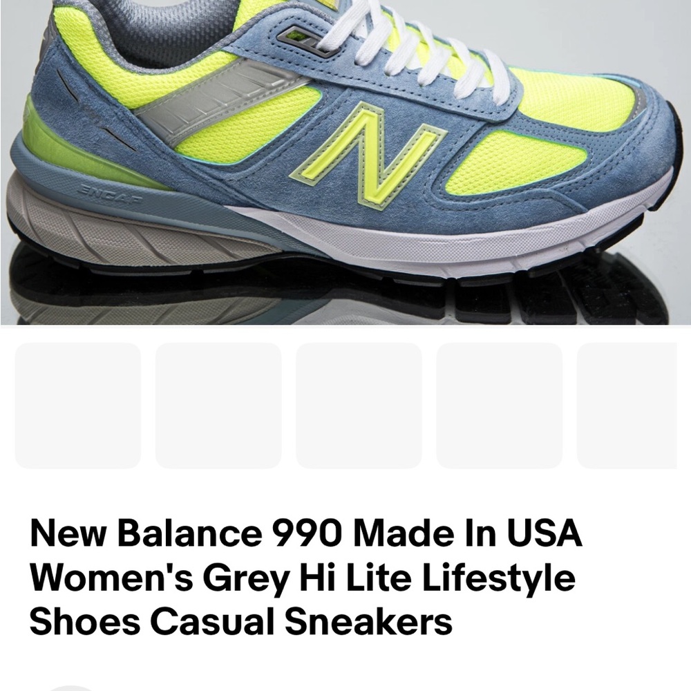 New Balance 990, Made In USA, Women's Grey Hi Lite Lifestyle Casual Sneakers NWT